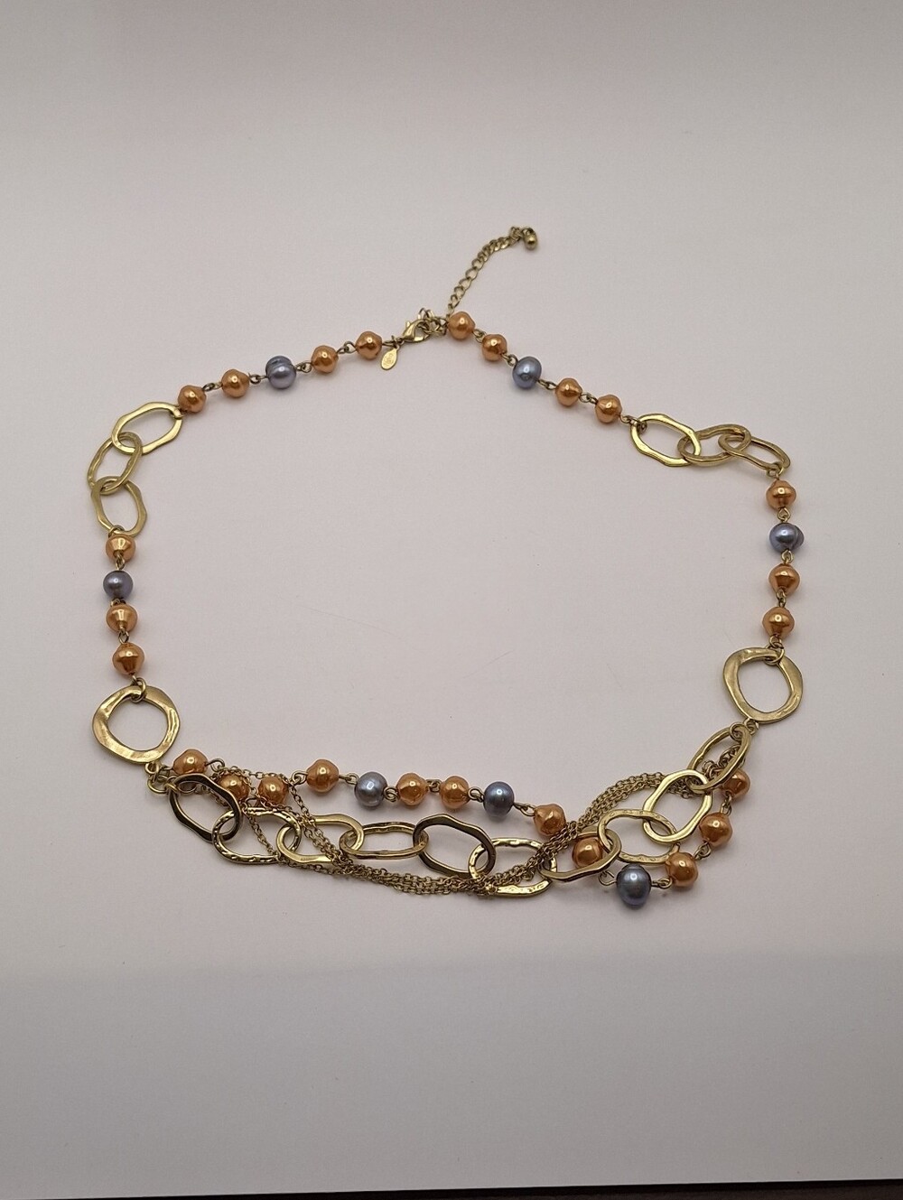 NWT Premier Designs Gold Tone Pearl Multi Strand Statement Necklace